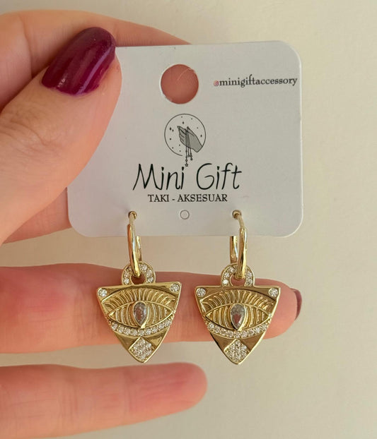 Gold Taşlı Küpe