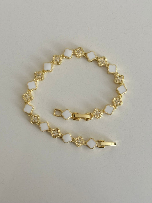 Beyaz Gold Taşlı Bileklik