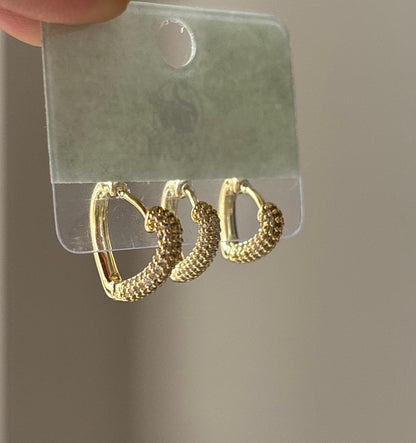 Üçlü Set Kalp Küpe